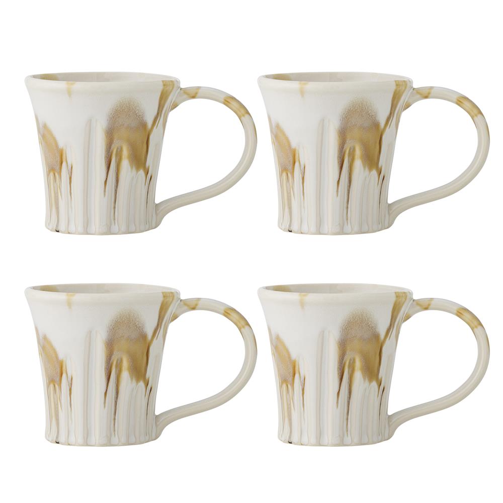 Bloomingville Joseph Becher braun aus Steingut – 4er Set für Kaffee, Tee & Tischdeko