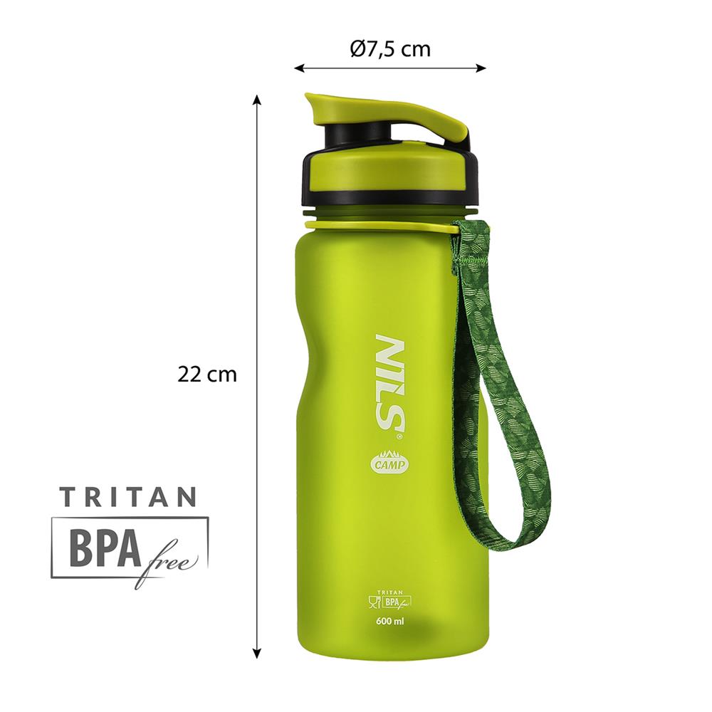 NILS CAMP Trinkflasche Tritan 600 ml grün für Camping Outdoor Sport Reisen