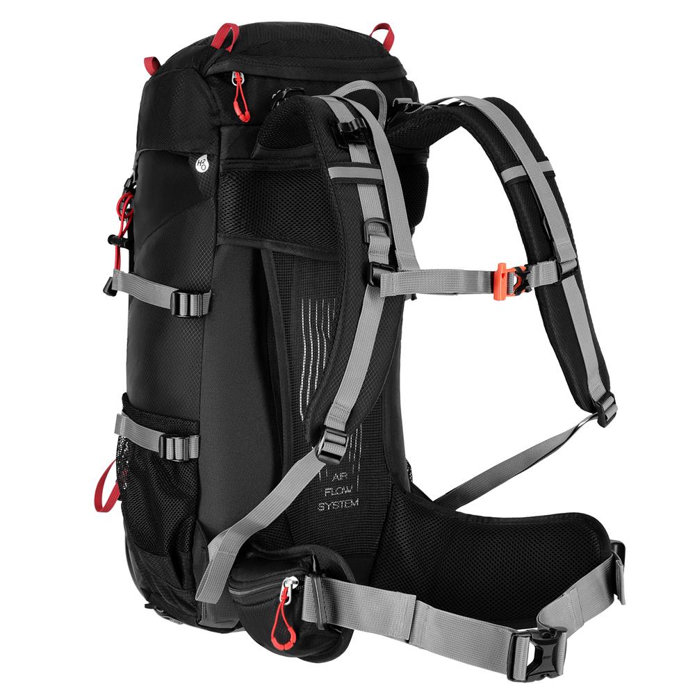 NILS CAMP Trekkingrucksack Northlake 40L in Schwarz - erweiterbarer Outdoor Rucksack mit Belüftung