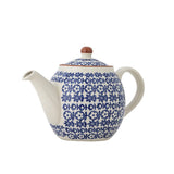 Bloomingville Karine Teekanne blau - Steingut Teekanne mit Blumenmuster für Küche & Tischdeko