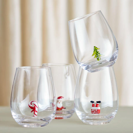 Bloomingville Misa Weihnachtsgläser, Glas 560 ml 4er Set mit Weihnachtsmotiv