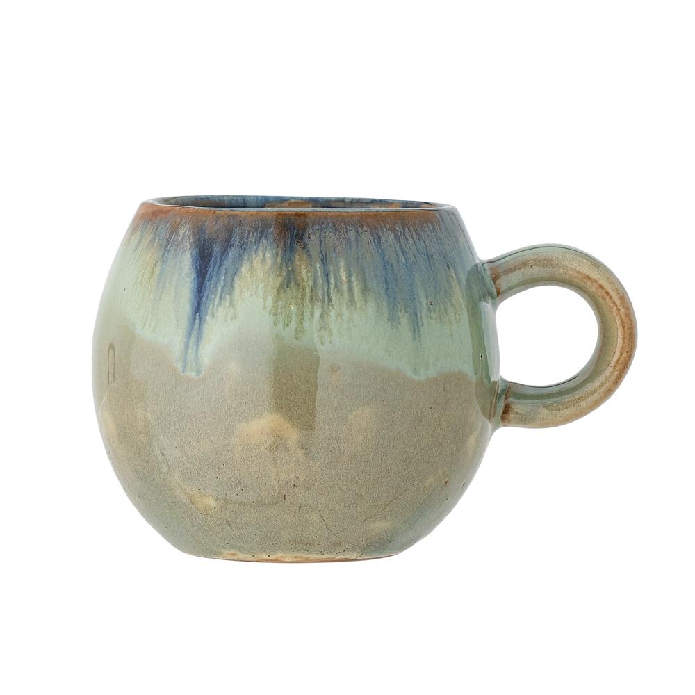 Bloomingville Paula Tasse aus Steingut in Grün 275 ml – Tasse für Küche und Tischdeko
