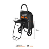 NILS CAMP Einkaufstrolley mit Sitz 40L klappbar für Einkauf Alltag Garten