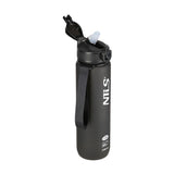 NILS CAMP Trinkflasche Tritan 1000 ml mit Strohhalm schwarz für Outdoor Sport Reisen