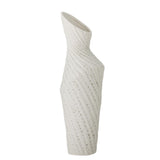 Bloomingville Fikla Vase aus Steingut in Weiß, schlanke Designvase mit gedrehter Silhouette