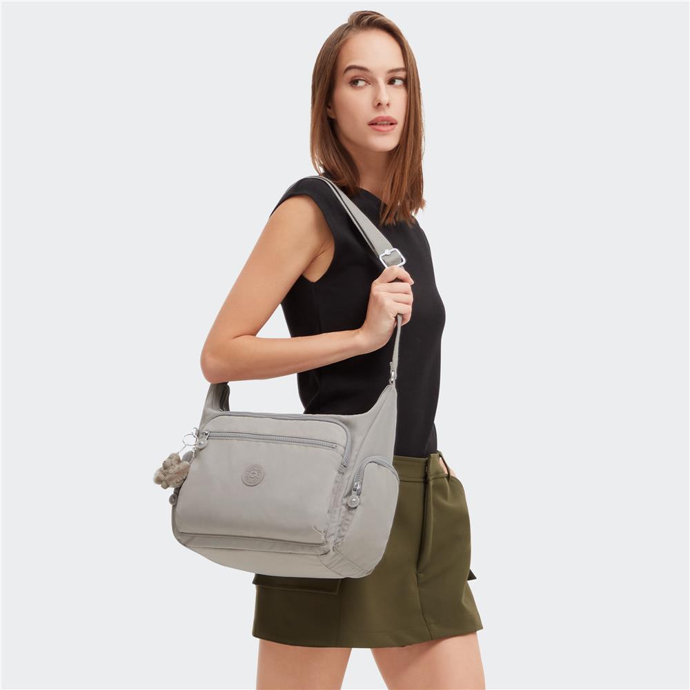Kipling GABBIE M, Mittelgroße Umhängetasche, Grey Gris (grau), Schultertasche mit Reißverschluss