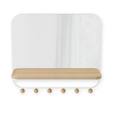 Umbra Estique Wandspiegel mit Ablage und 6 Haken, Accessoire Organizer für den Eingang, in Weiß