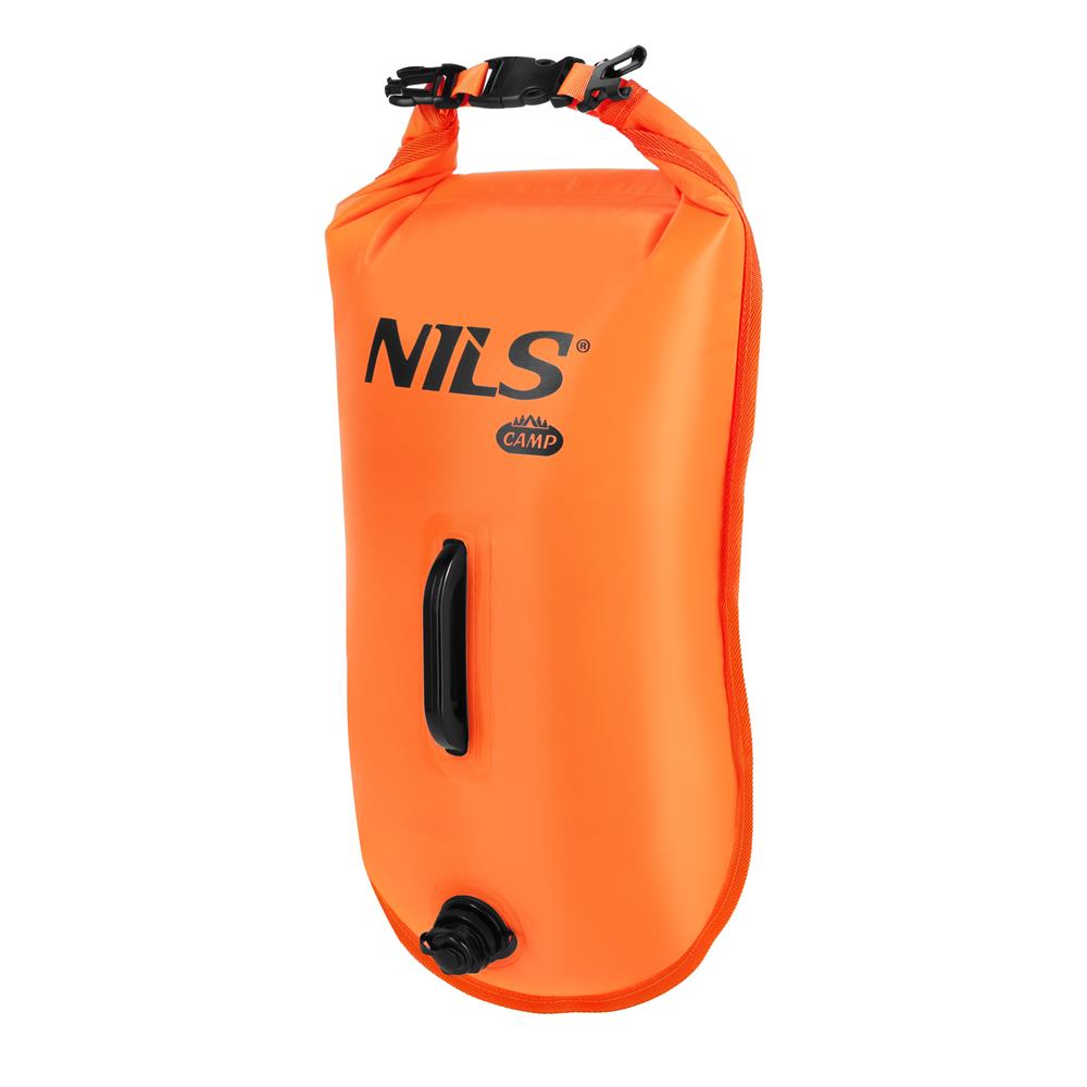 NILS CAMP Schwimmboje 3-in-1 Dry Bag 28L orange Rucksack für Outdoor Wasser Sport