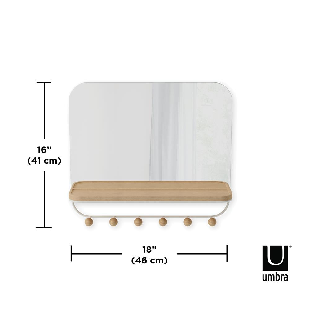 Umbra Estique Wandspiegel mit Ablage und 6 Haken, Accessoire Organizer für den Eingang, in Weiß