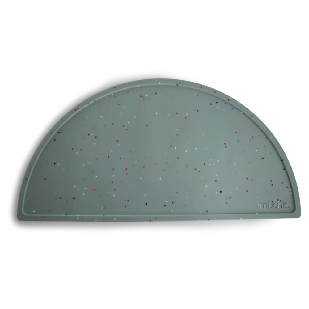 Mushie Silikon-Platzdeckchen, Cambridge Blue Confetti, Tischset, BPA-frei