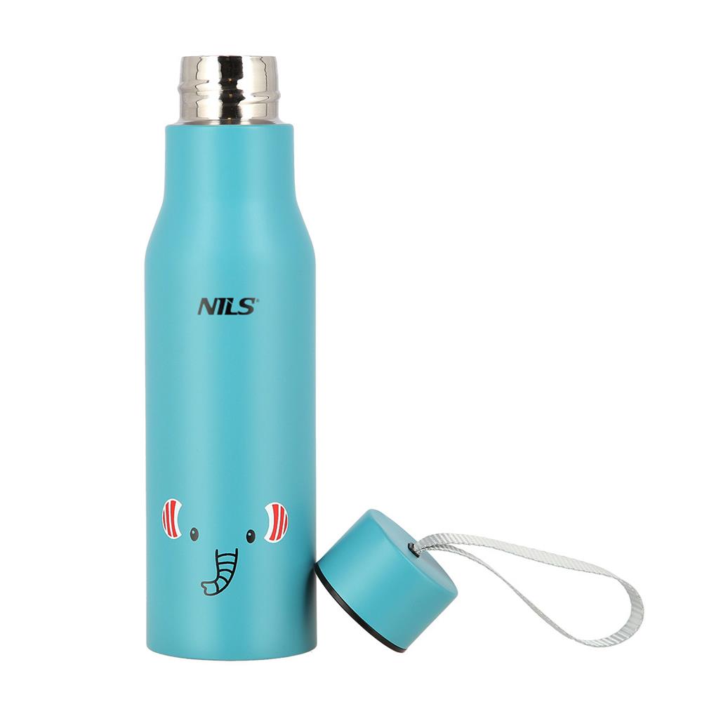 NILS NILS Thermobecher 500 ml Edelstahl blau Elefant auslaufsicher mit Trageschlaufe
