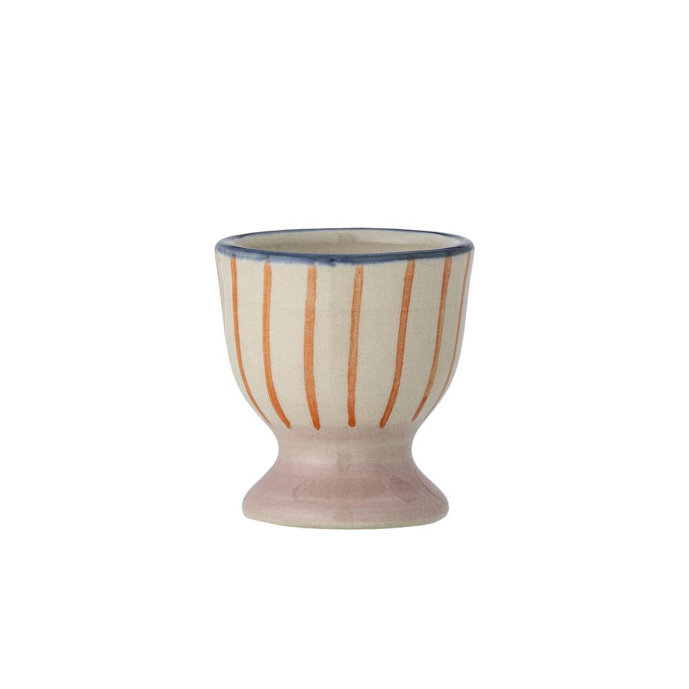 Bloomingville Eviaya Eierbecher 3er Set, Blau – handbemalte Steingut-Eierbecher