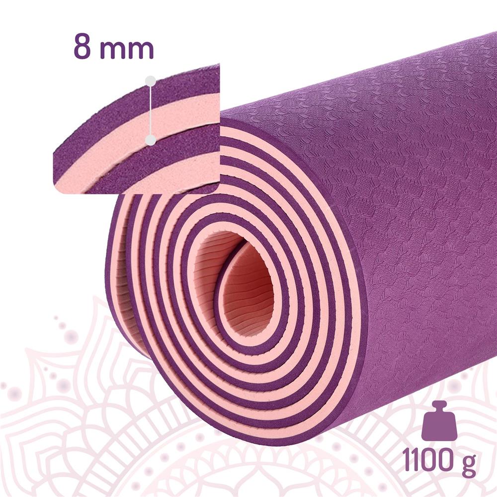 Yogamatte 183 x 61 x 0,8 cm Fitnessmatte Violett Gymnastikmatte rutschfest | HMS YM10