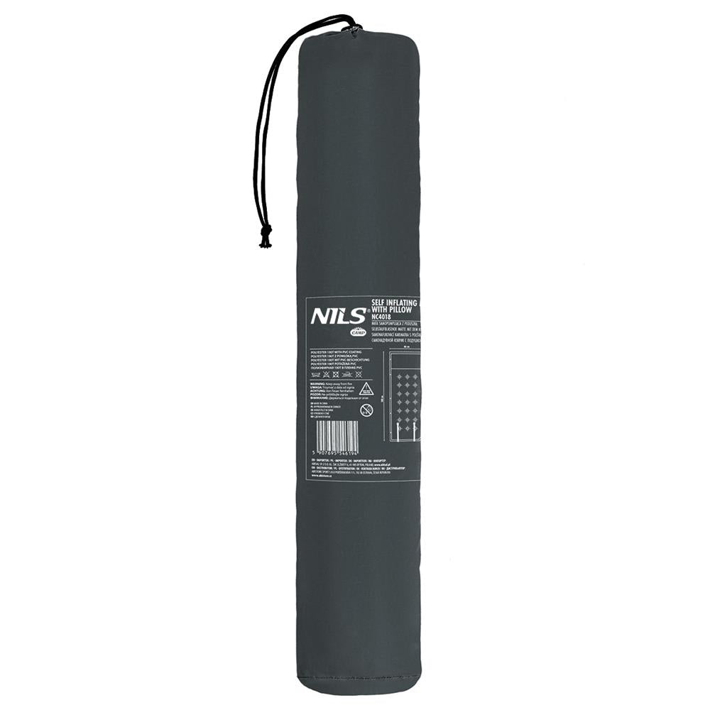 NILS CAMP selbstaufblasende Campingmatte 188 cm grau mit Kissen Isomatte Outdoor