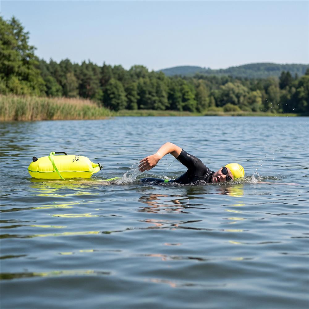 NILS CAMP Schwimmboje 3-in-1 Dry Bag 28L gelb Rucksack für Outdoor Wasser Sport