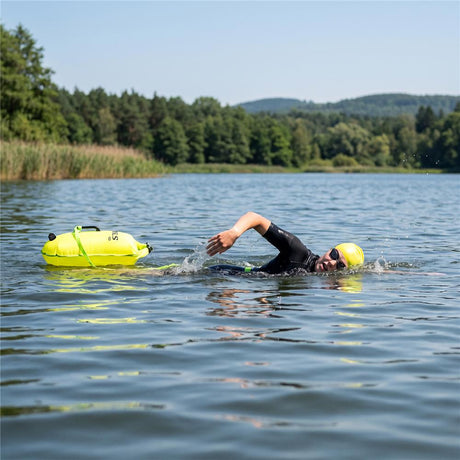 NILS CAMP Schwimmboje 3-in-1 Dry Bag 28L gelb Rucksack für Outdoor Wasser Sport