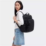 Kipling SEOUL, großer Rucksack, Signature Emb (schwarz), Laptoprucksack 15 Zoll mit viel Stauraum
