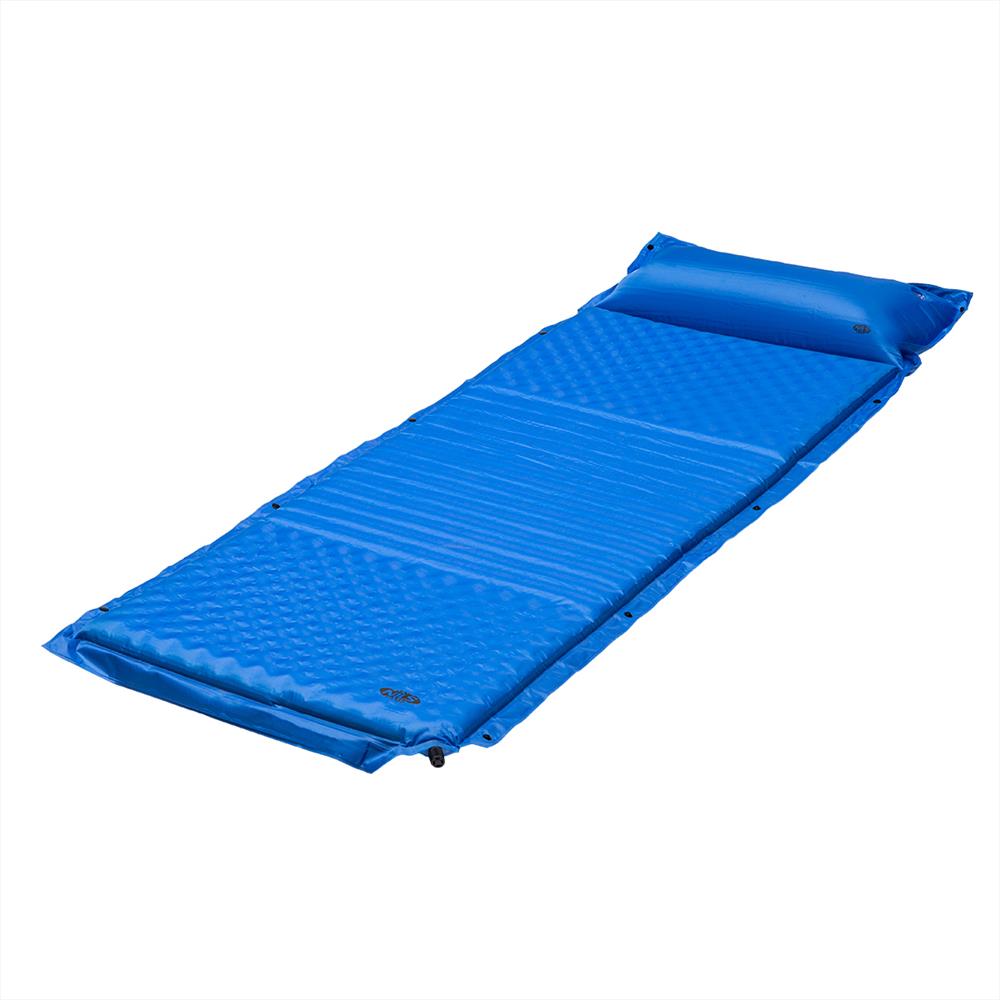 NILS CAMP selbstaufblasende Campingmatte 190 cm in blau mit Kissen Isomatte Outdoor Festival