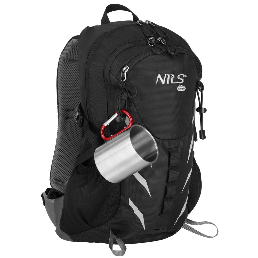 NILS CAMP Campingbecher Edelstahl 300 ml Rot - doppelwandiger Outdoor Becher mit Karabiner für Camping