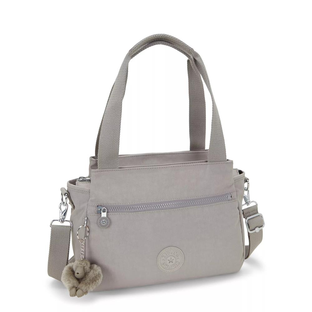 Kipling ELYSIA, mittelgroße Schultertasche, Grey Gris (grau), Umhängetasche mit vielen Fächern