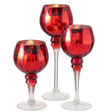 BOLTZE Windlicht Minou 3er Set aus Glas in Rot/Gold, dekorativ & vielseitig, 30/25/20 cm
