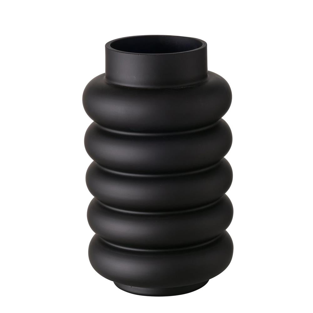 BOLTZE Vase Ribbo modern Glas schwarz matt rund 25 cm