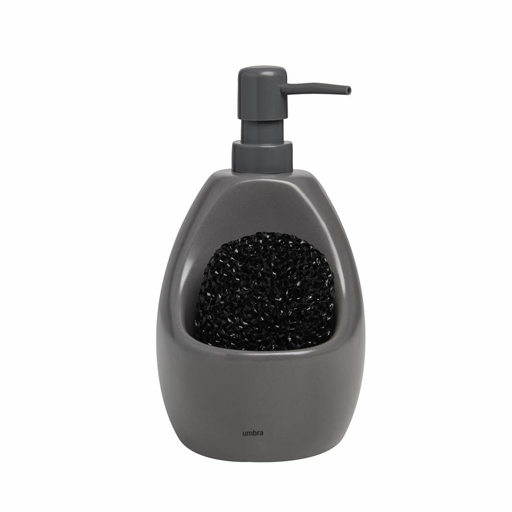 Umbra Joey Seifenspender 590 ml mit Schwammhalter aus Keramik Anthrazit
