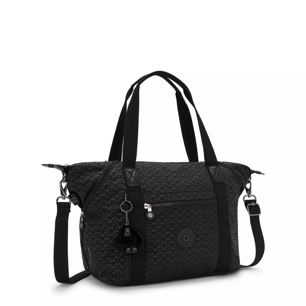 Kipling ART, Handtasche, Signature Emb (schwarz), Tasche mit abnehmbaren Trägern & viel Stauraum