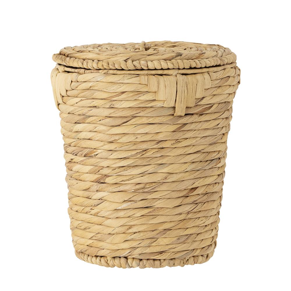 Bloomingville Peri Korb mit Deckel, Natur, Wasserhyazinthe D26xH28 cm