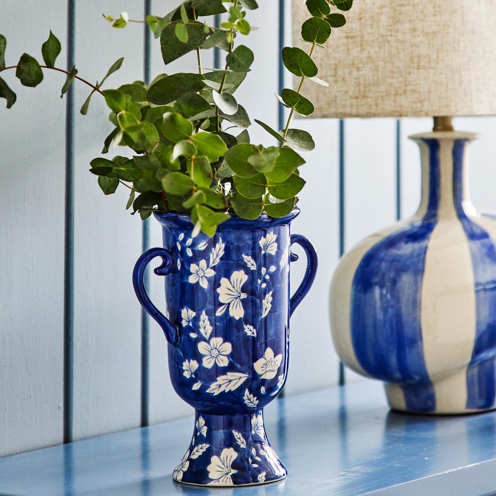 Bloomingville Amara Vase blau Steingut D 12 x H 21 cm Dekoration Wohnaccessoire