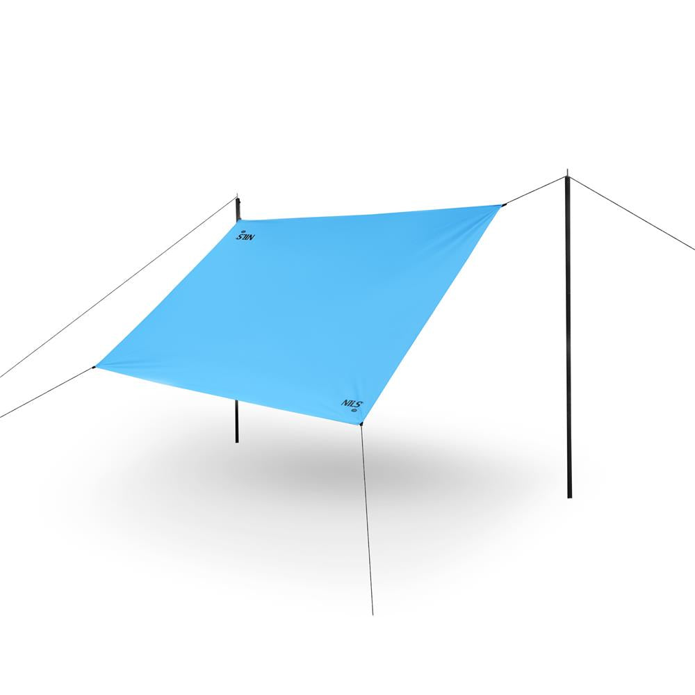 NILS CAMP Tarp 230x140 cm Blau - wasserdichte Camping Plane für Trekking, Outdoor & Schutz