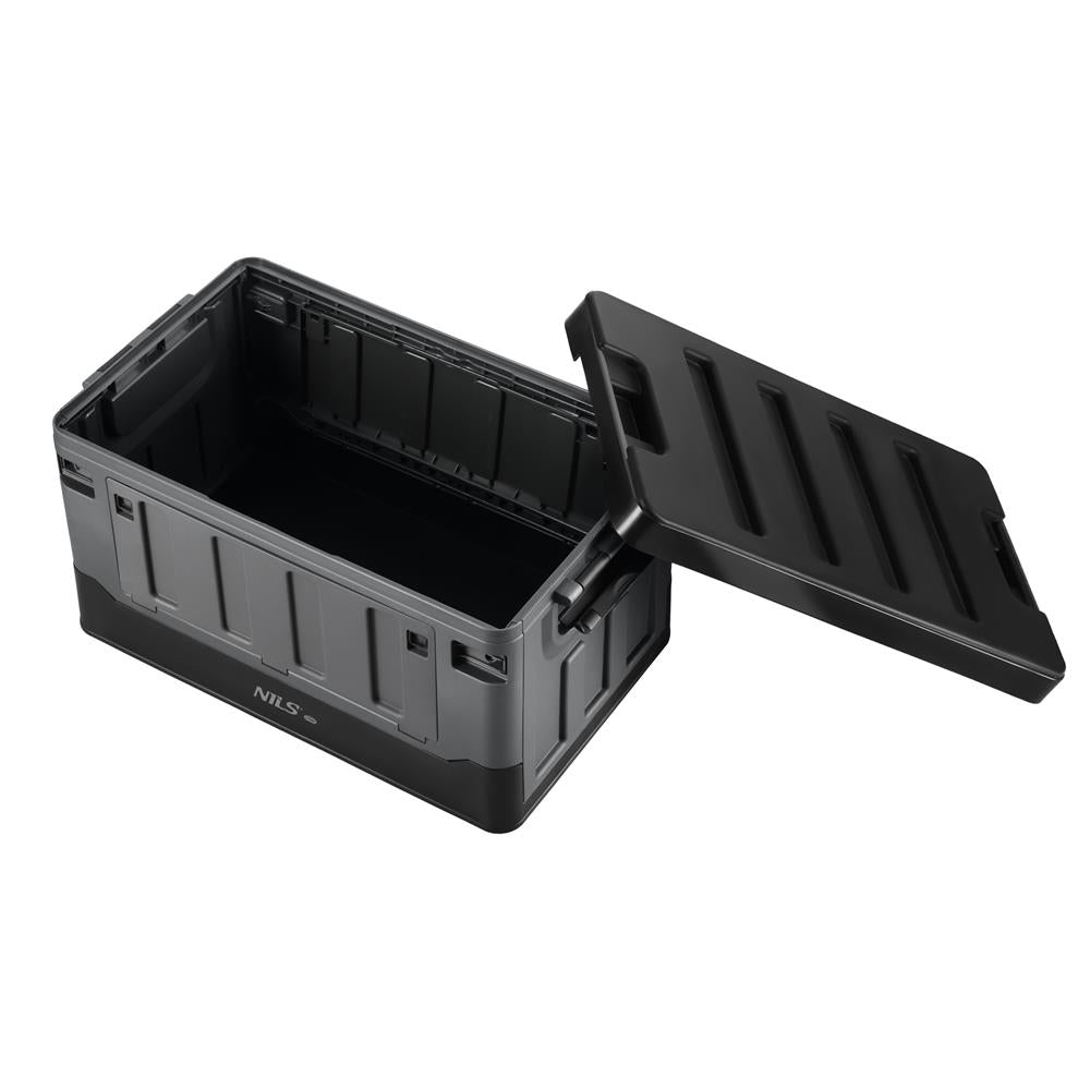 NILS CAMP Transportbox XL 70L Grau-Schwarz - große klappbare Campingbox für Auto & Outdoor