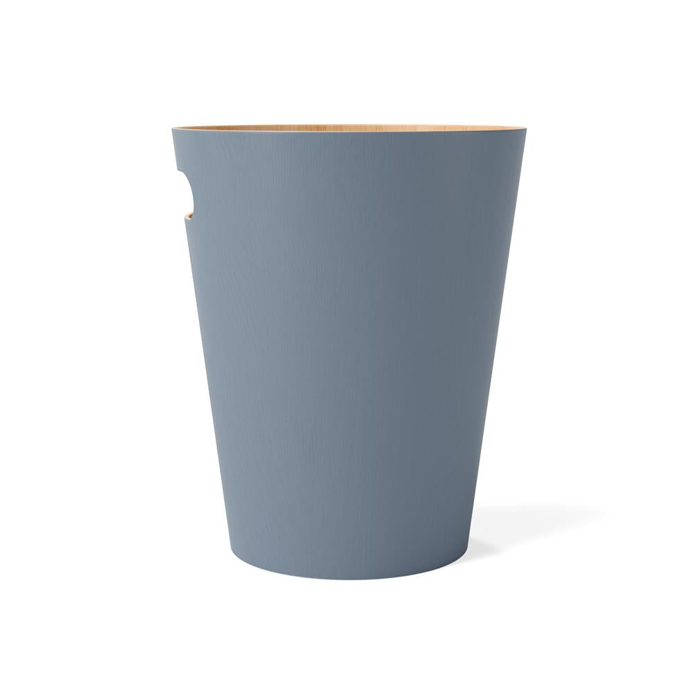 Umbra Woodrow Abfalleimer, Schieferblau/Holz, 7,5 Liter, Zweifarbiger Papierkorb