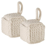 BOLTZE Türstopper quadratisch Strick Beige (2 Stück) – als Buchstütze, Fensterstopper & Türhalter