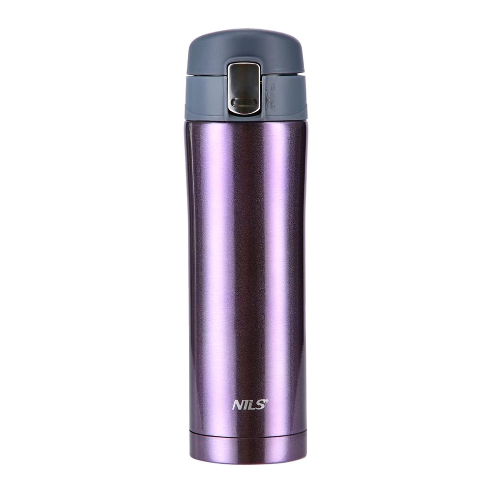 NILS Thermobecher 500 ml Edelstahl violett auslaufsicher für Camping Reise Alltag