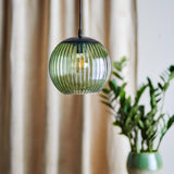 Bloomingville Sybia Hängeleuchte grün - geriffelte Glasleuchte für Esszimmer & Wohnzimmer