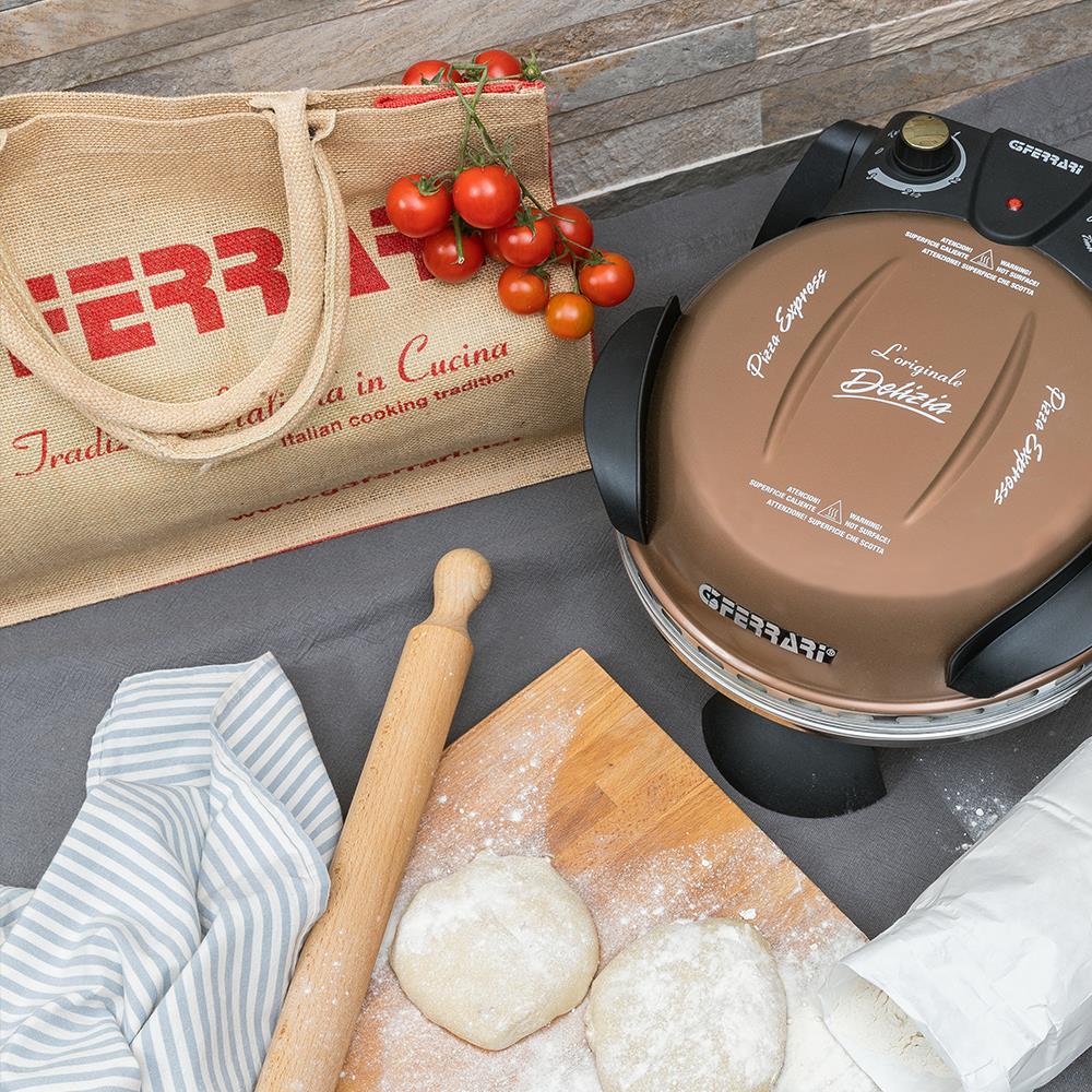 G3Ferrari elektrischer Pizzaofen Delizia 1200 W für Pizza Ø 31cm kupfer Pizzamaker mit feuerfestem Naturstein