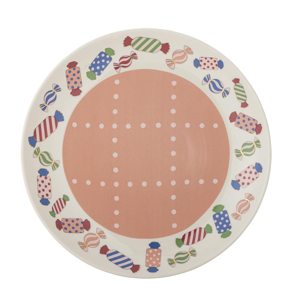 Bloomingville Caramella Teller 30,5 cm bunt Steingut Servierteller mit Bonbonmotiv Weihnachten