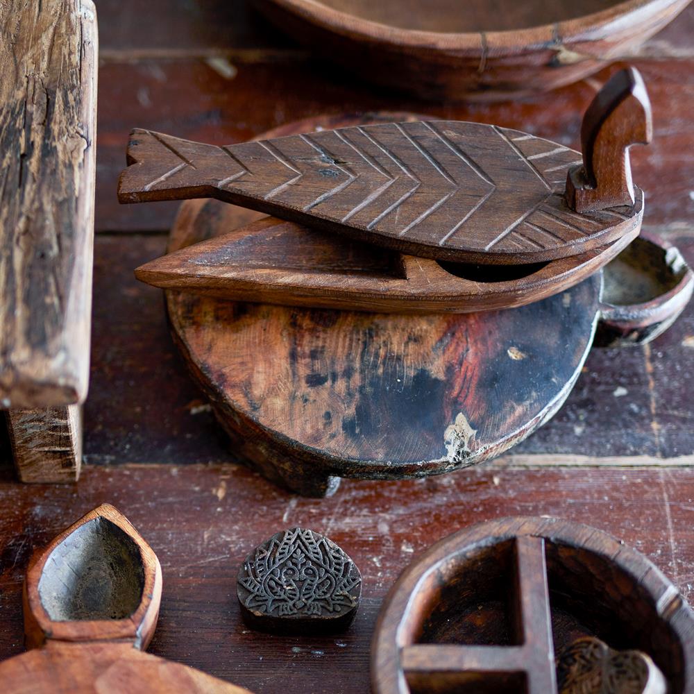 Bloomingville Hamida Box mit Deckel aus recyceltem Holz, braune Schmuckbox im mediterranen Stil