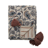 Bloomingville Paisley Decke 160x130 cm bunt - Plaid aus recycelter Baumwolle mit Paisleymuster für Sofa