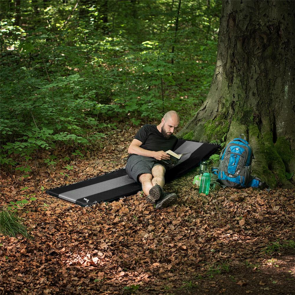 NILS CAMP selbstaufblasende Campingmatte 195 cm schwarz Isomatte Outdoor Schlafmatte