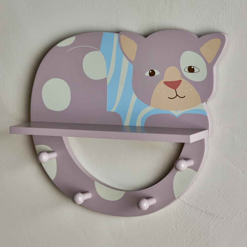 Bloomingville MINI Mille Garderobe bunt - Wandgarderobe Katze Kinderzimmer Hakenleiste Deko