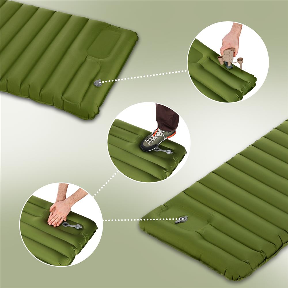 NILS CAMP Campingmatte mit Pumpe 190 cm grün Isomatte aufblasbar Outdoor