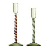 Bloomingville Swirlie Kerzenhalter Grün Glas 2er Set Weihnachtsdeko