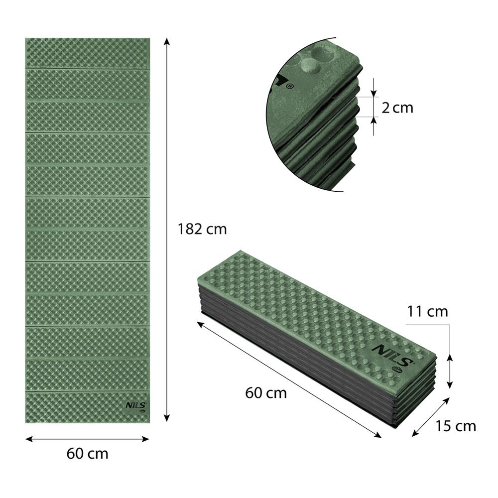 NILS CAMP faltbare Isomatte 188 cm in grün Camping Schlafmatte Outdoor Trekking Festival