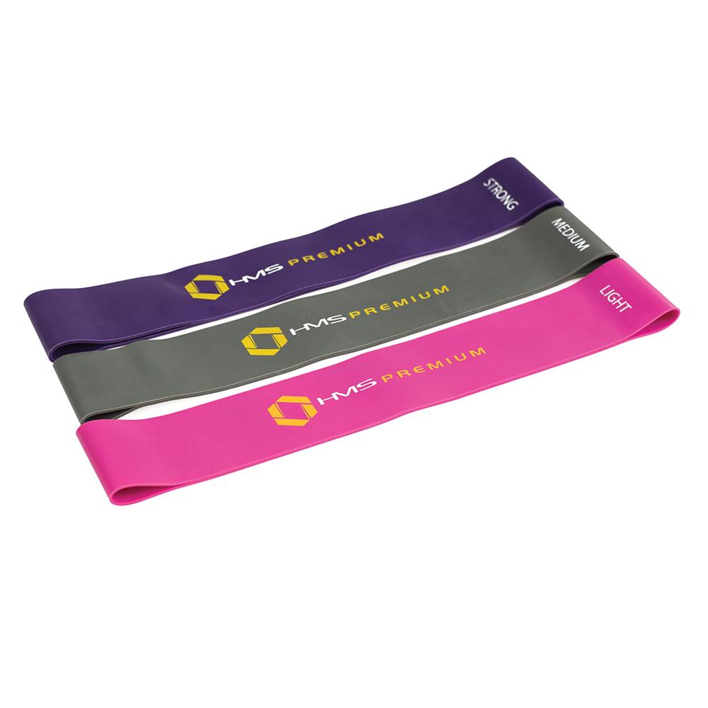 HMS Premium GU04 PRO II Widerstandsbänder Set 3er Latex Fitnessband