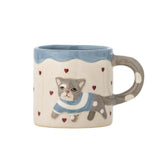 Bloomingville MINI Mille Geschirr Set 3-teilig bunt - Kinder Geschirr mit Katzenmotiv für Tisch & Küche