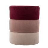 Bloomingville Bilbao Pouf rosa - runder Samt Hocker für Wohnzimmer, Sitzpouf modern