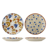 Bloomingville Anniversary Teller 2er Set 25 cm Steingut bunt floral Vogel