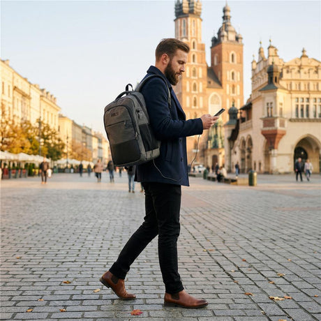 NILS City Rucksack 18L Grau - Laptoprucksack mit USB- und USB-C-Anschlüssen Arbeit Uni Alltag
